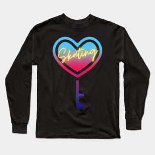 Skating is the Key to my Heart Neon Long Sleeve T-Shirt